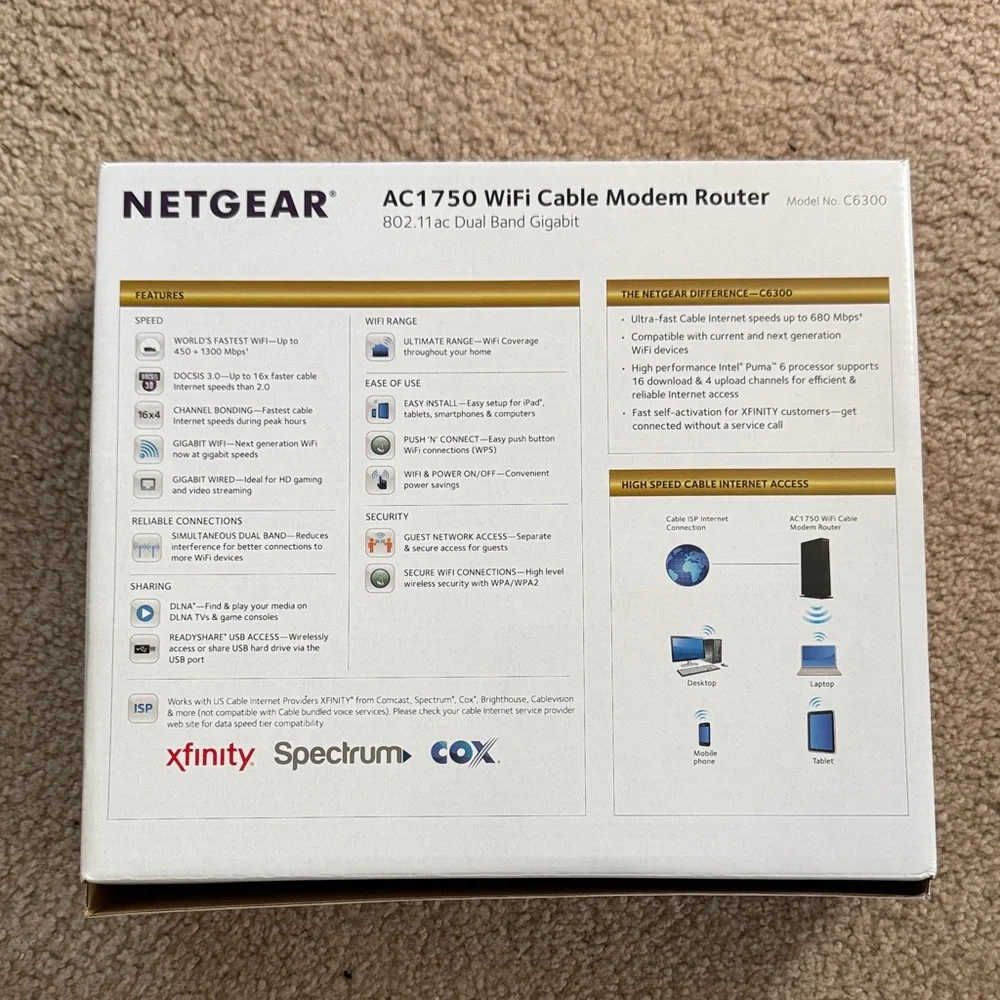 NETGEAR AC1750 WiFi Cable Modem Router - Picture 3 of 6